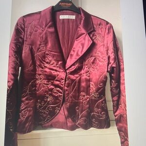 Women's Elegant Embroidered Blazer burgundy